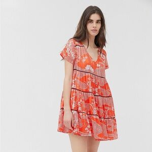 URBAN OUTFITTERS PIPPA CHIFFON TIERED MINI DRESS